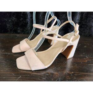 BP Larrissa Pink Suedette Strappy Block Heel Sandal/Sz. 8.5M